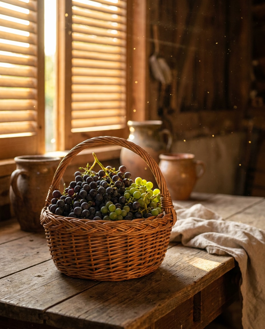 sunlit basket harvest photo