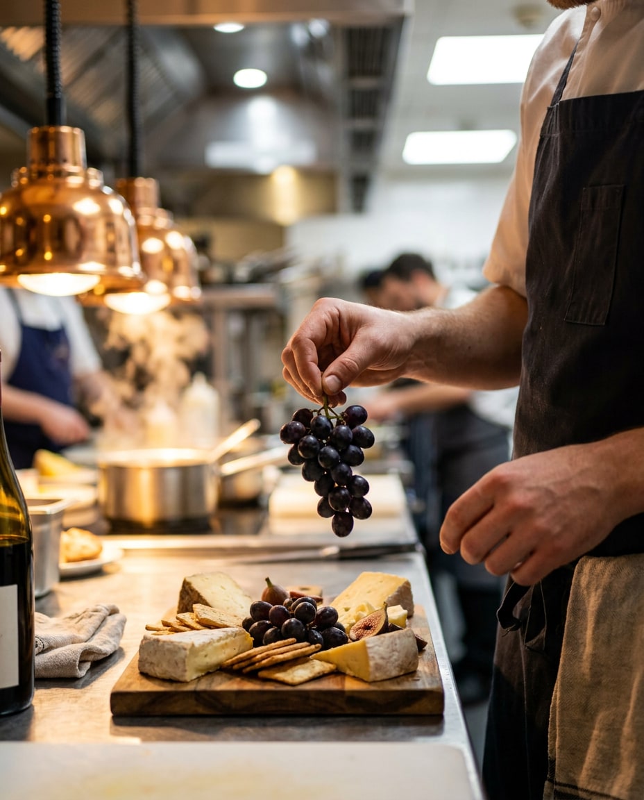 chef plating grapes photo