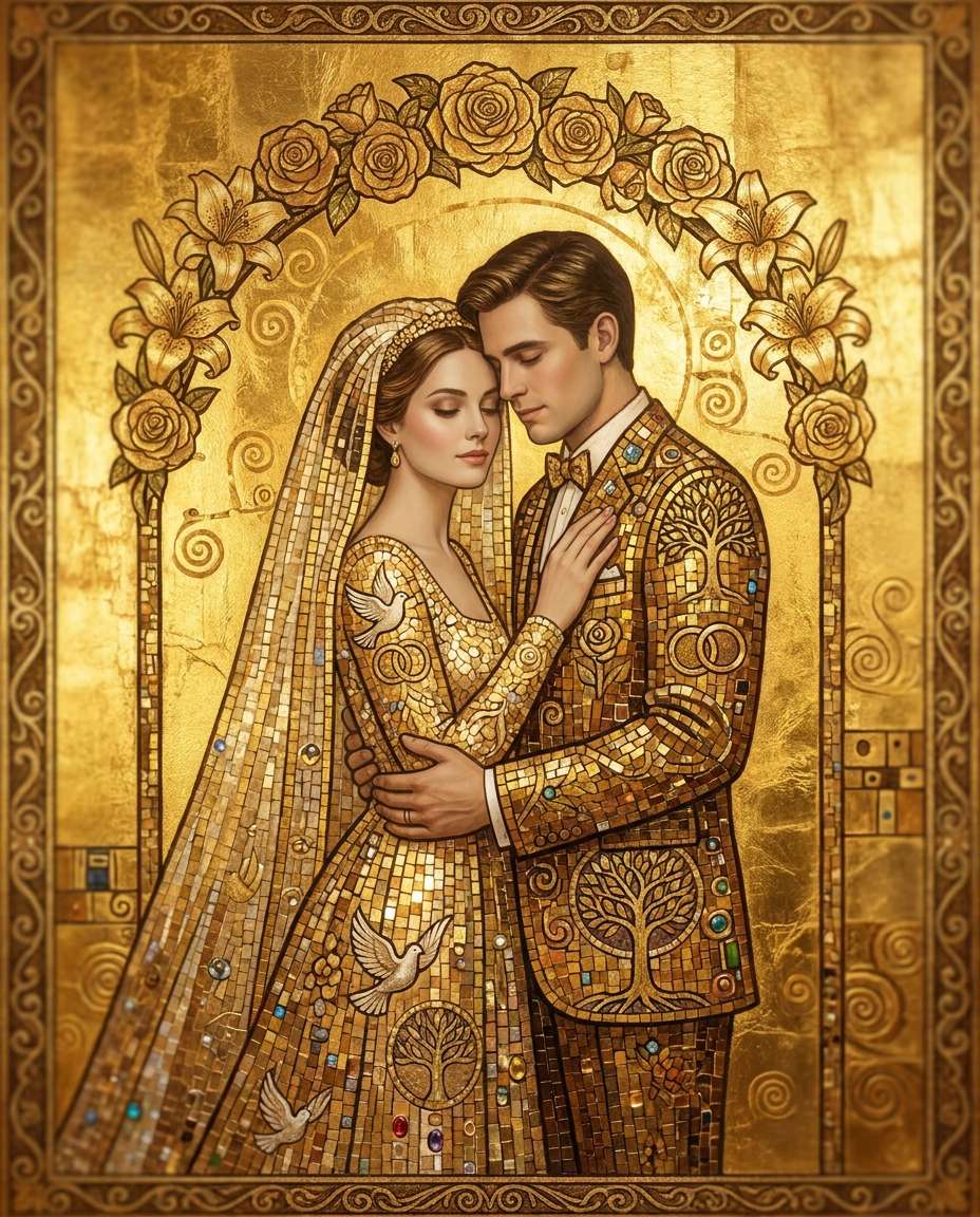 wedding gold portrait photo