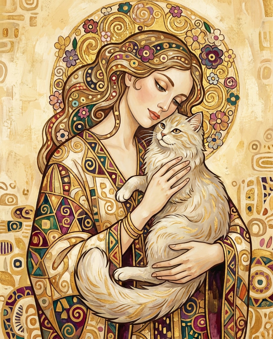 woman with cat photo