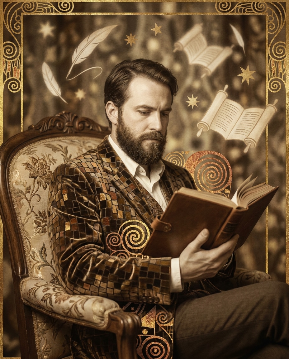 poet in sepia gold photo
