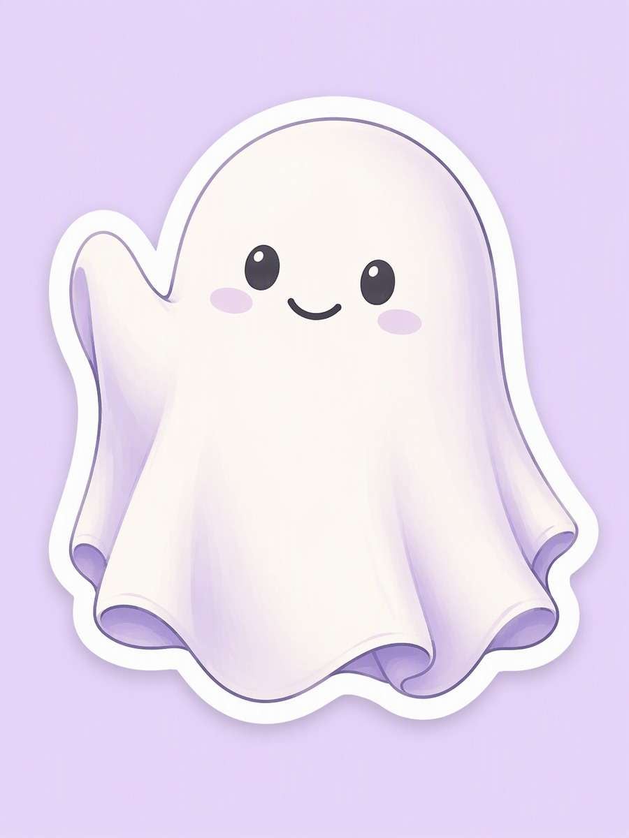 Friendly Sheet Ghost: AI-generated Halloween sticker prompts example