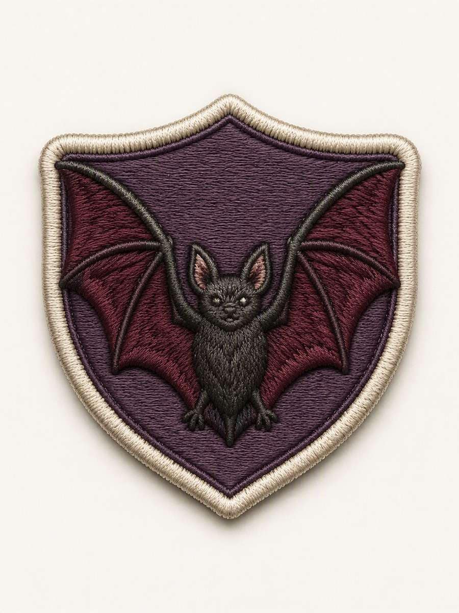 Embroidered Bat Crest: AI-generated Halloween sticker prompts example