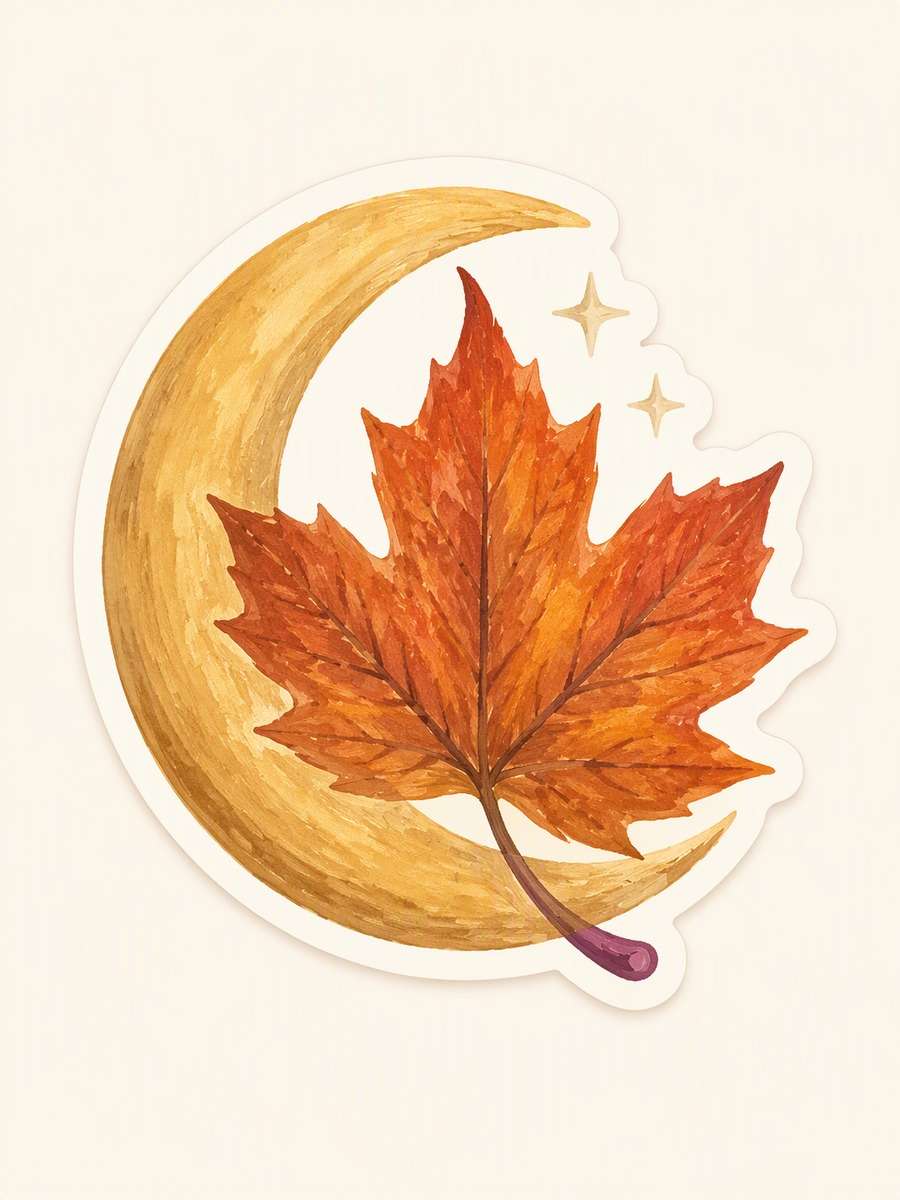 Crescent and Autumn Leaf: original AI-generated concept preview