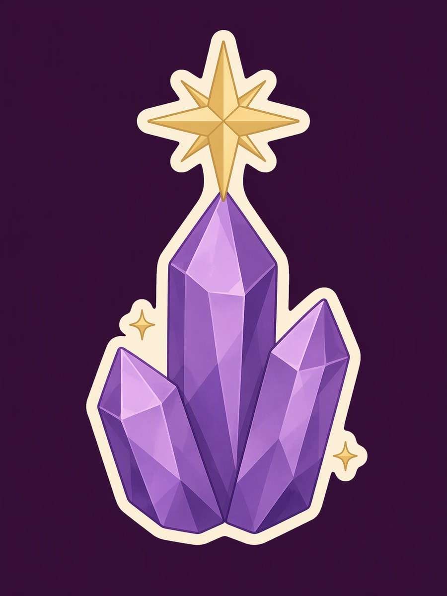 Starry Crystal Cluster: AI-generated Halloween sticker prompts example