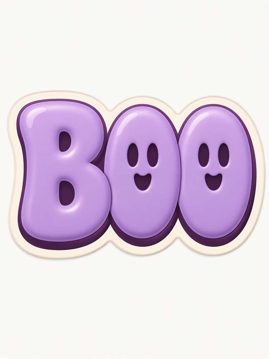 BOO Bubble Lettering: AI-generated Halloween sticker prompts example