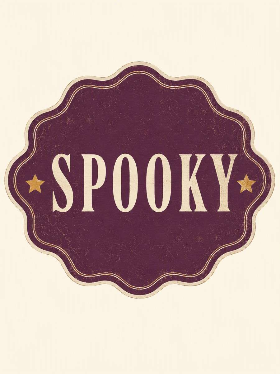 Spooky Serif Badge: AI-generated Halloween sticker prompts example