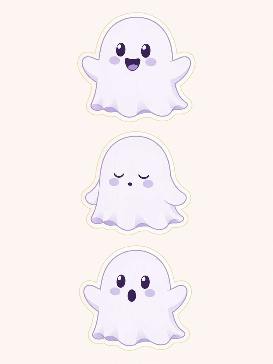 Ghost Expression Trio: AI-generated Halloween sticker prompts example