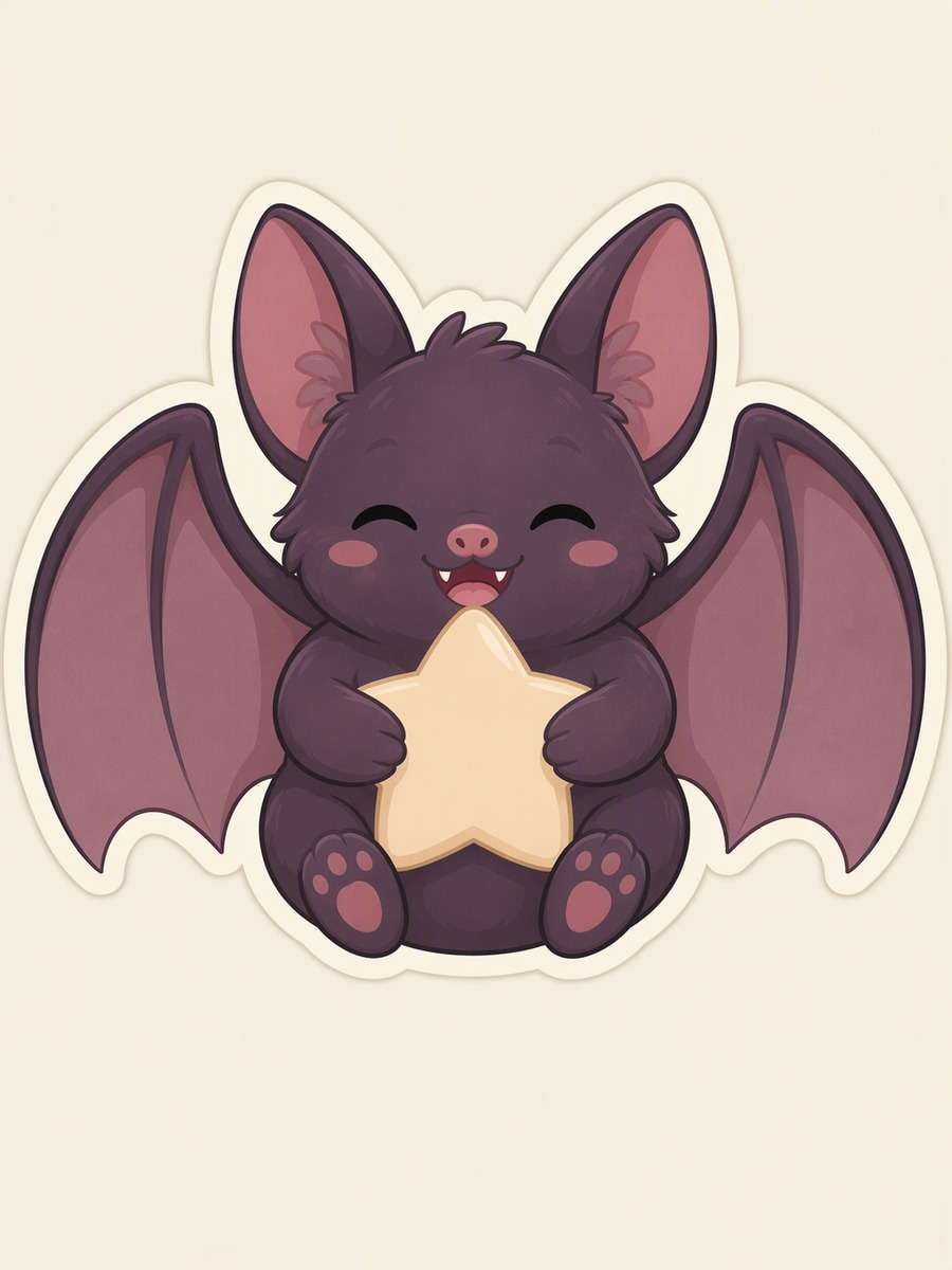 Tiny Bat Hug: AI-generated Halloween sticker prompts example