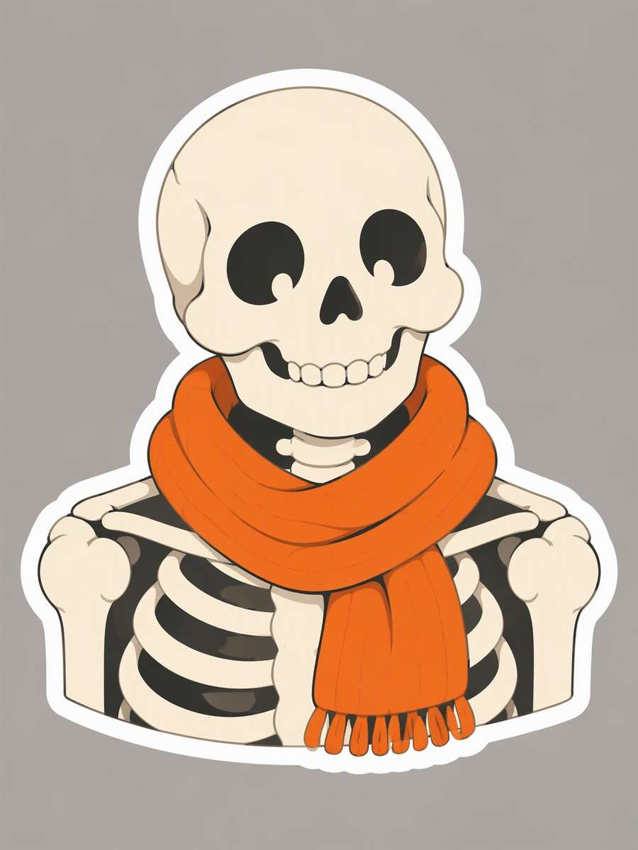 Skeleton in a Scarf: AI-generated Halloween sticker prompts example