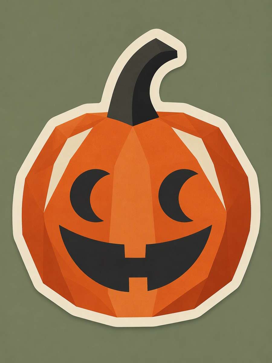 Retro Jack-o-Lantern: AI-generated Halloween sticker prompts example