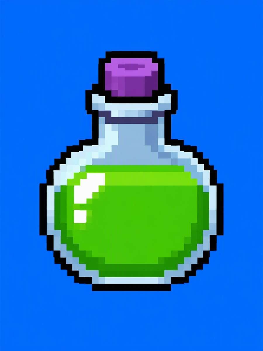 Pixel Potion Bottle: AI-generated Halloween sticker prompts example