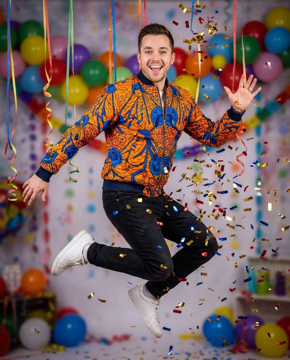 confetti burst jump photo