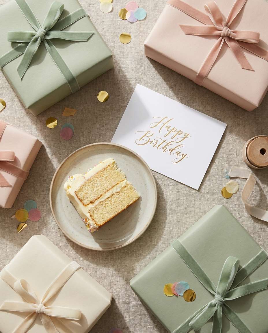 gift table flat lay photo