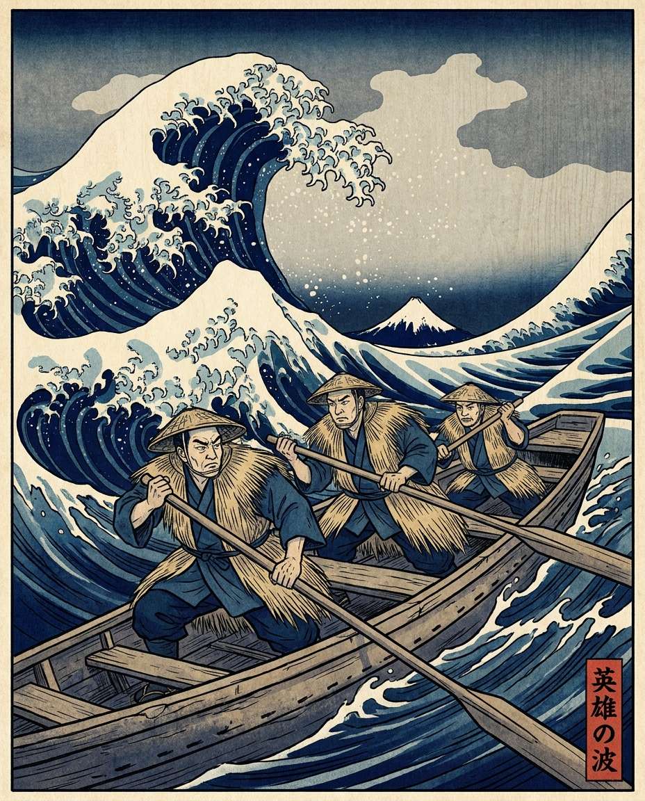 fishermen in storm photo