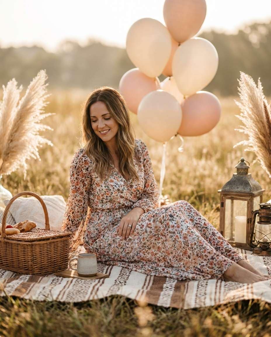 boho picnic setup photo