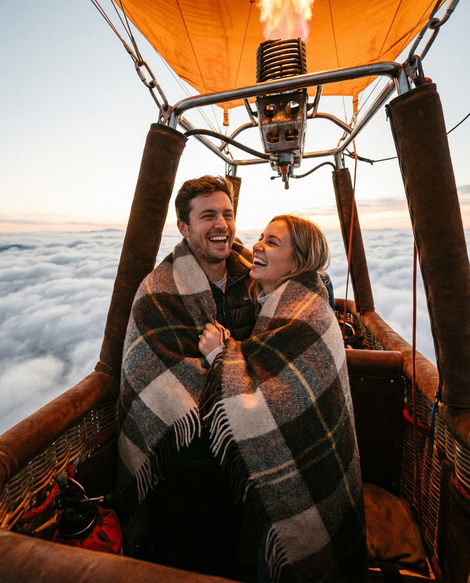 cozy couple in basket photo