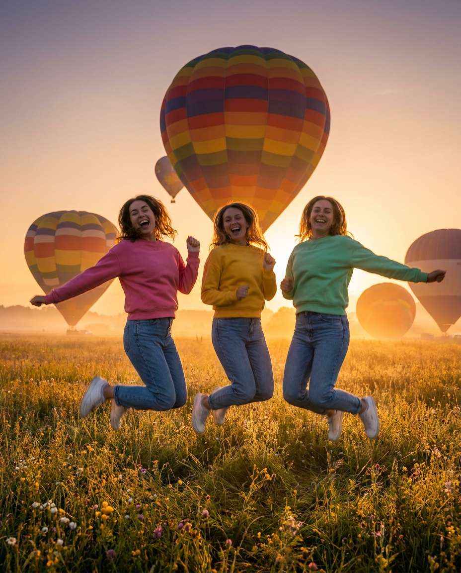 friends jumping moment photo
