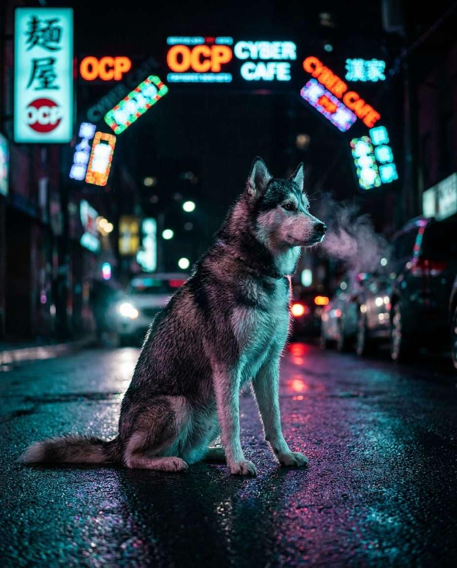 neon city night photo