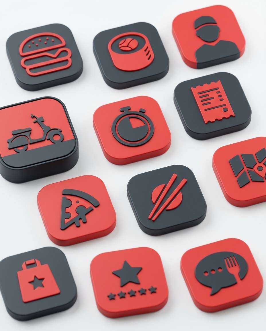 food delivery icons photo