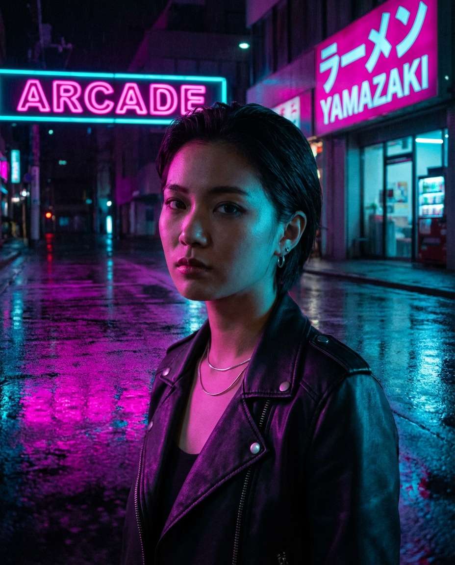 neon night walk photo