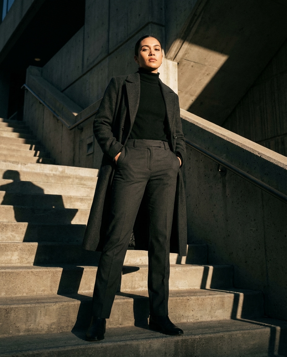 city staircase pose photo