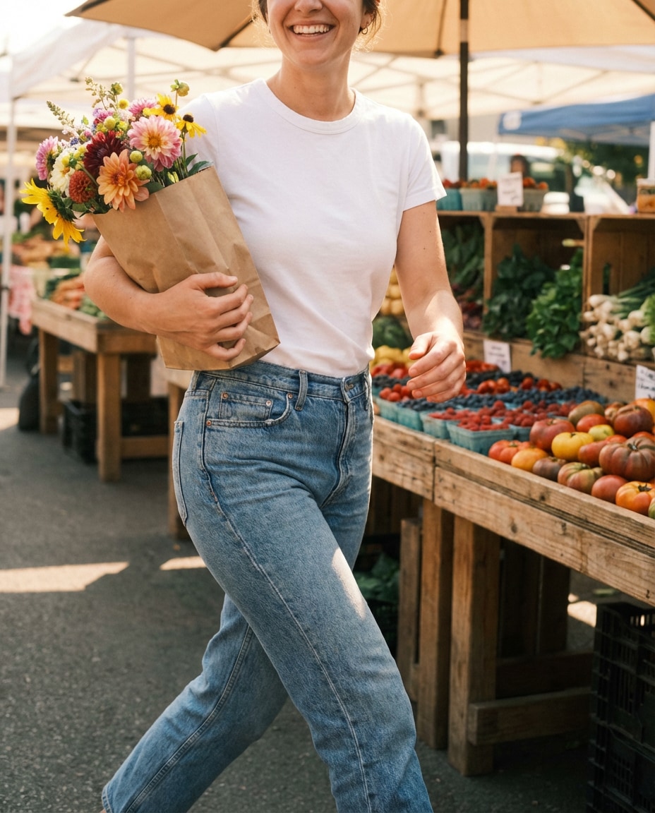 market morning candid photo