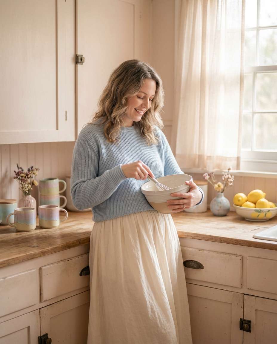 pastel kitchen scene photo