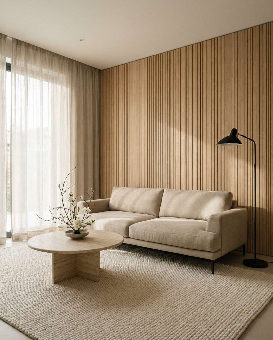 japandi calm living room photo