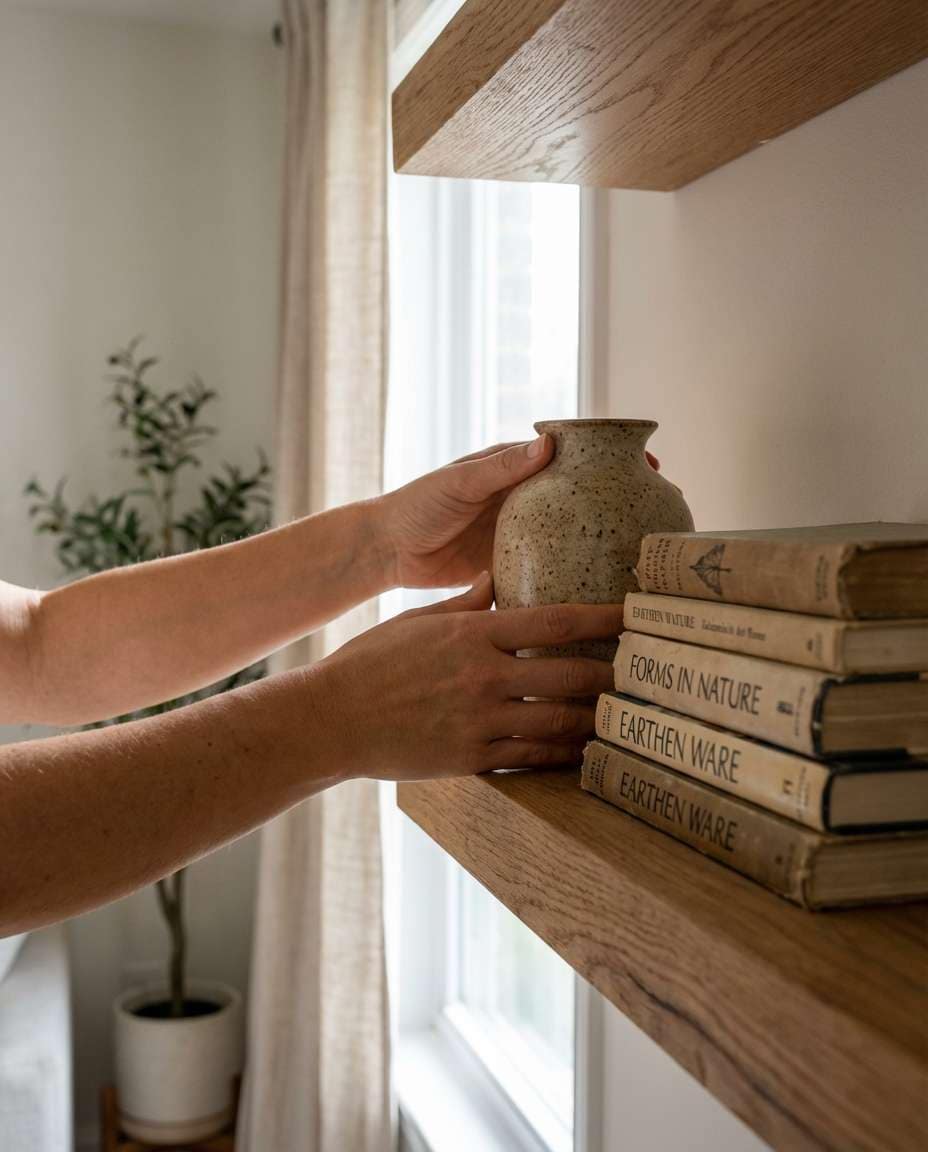 hands styling shelf photo