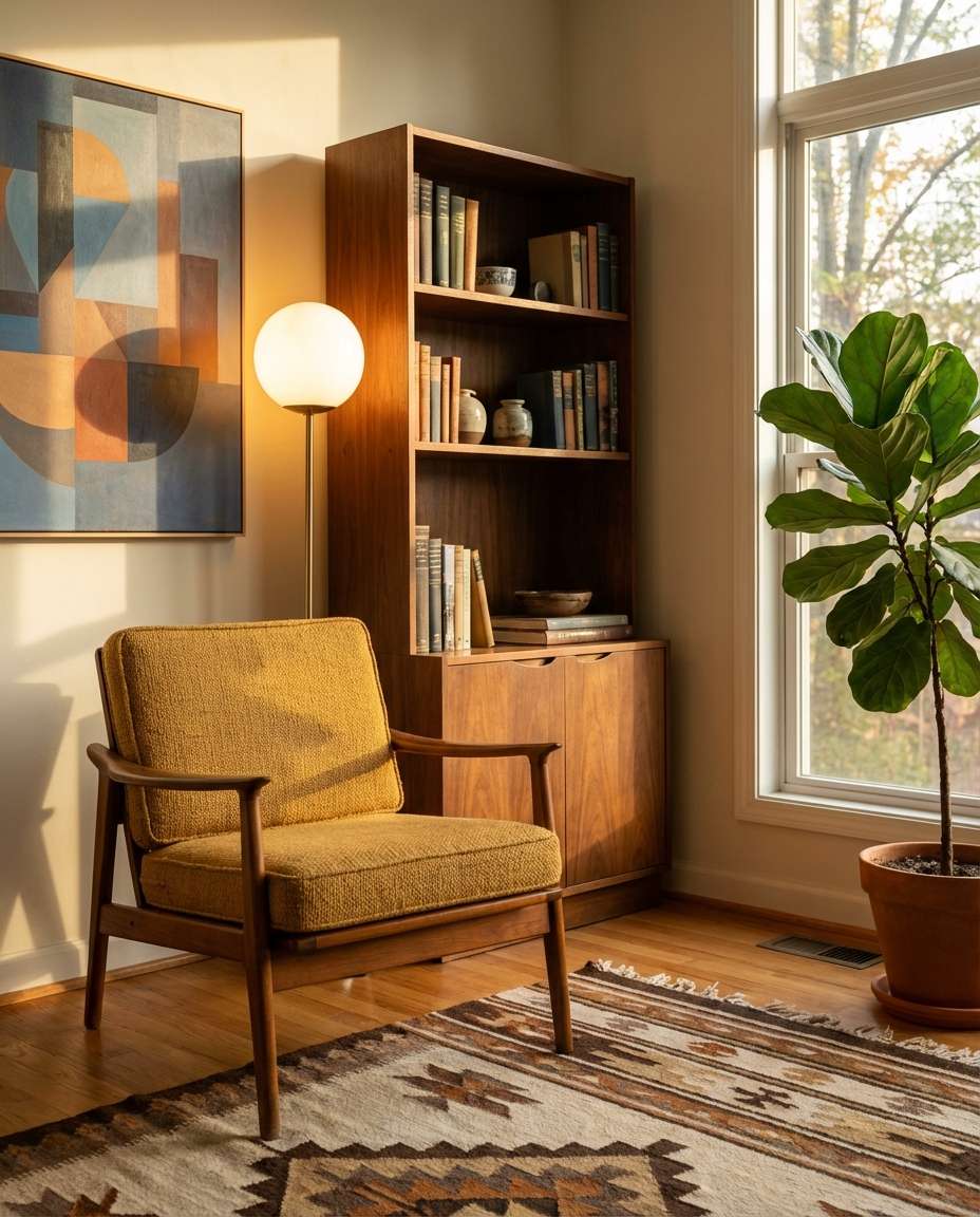 midcentury reading nook photo