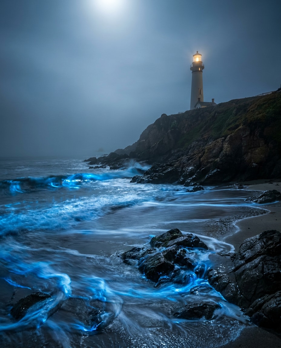 bioluminescent blue surf photo