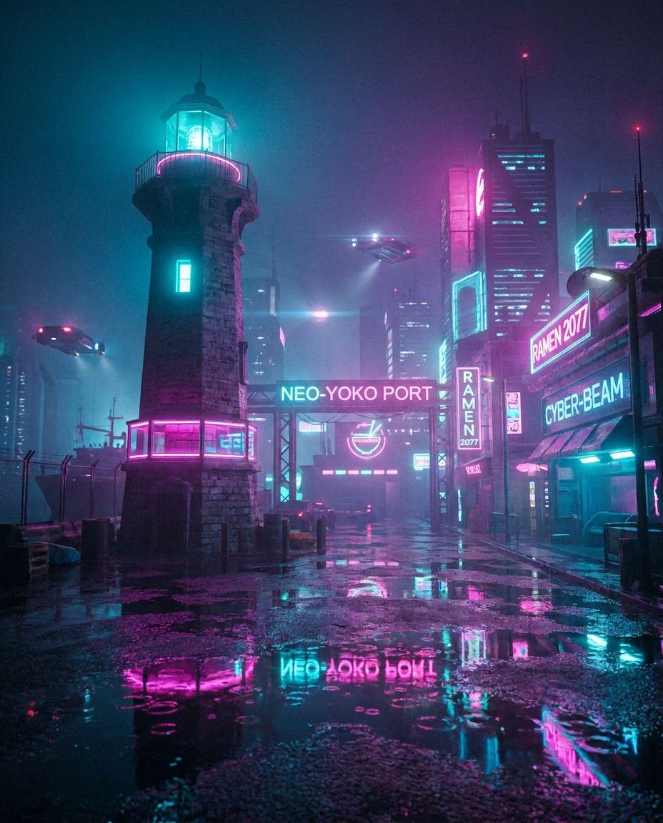 neon cyber harbor photo