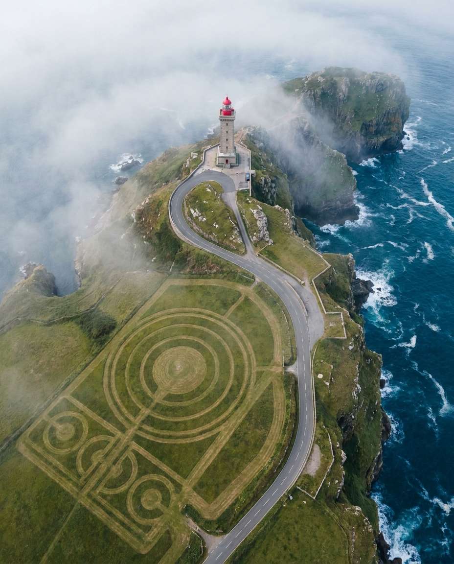 drone aerial spiral path photo