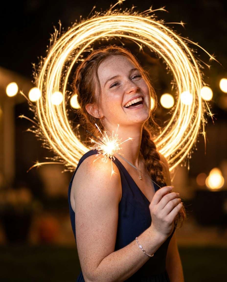 sparkler halo portrait photo
