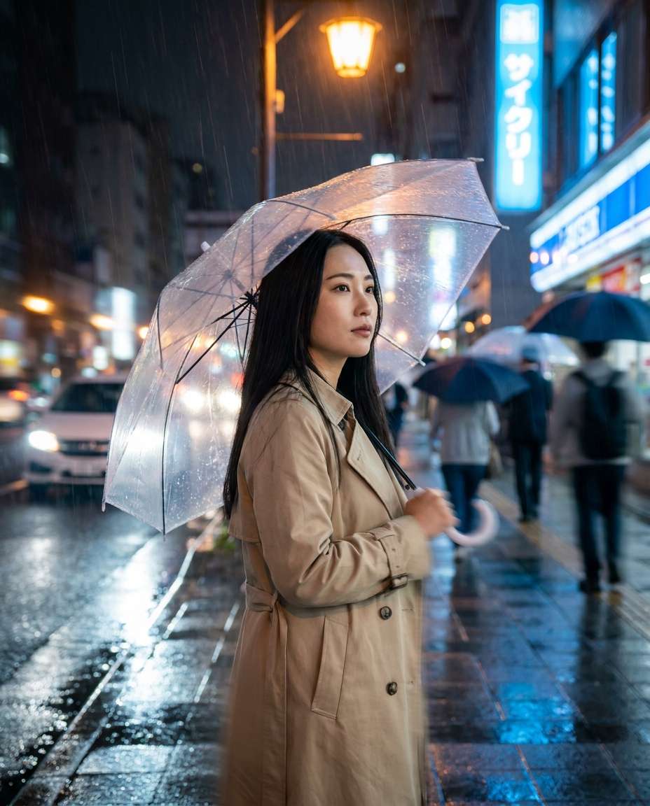 rain umbrella blur photo