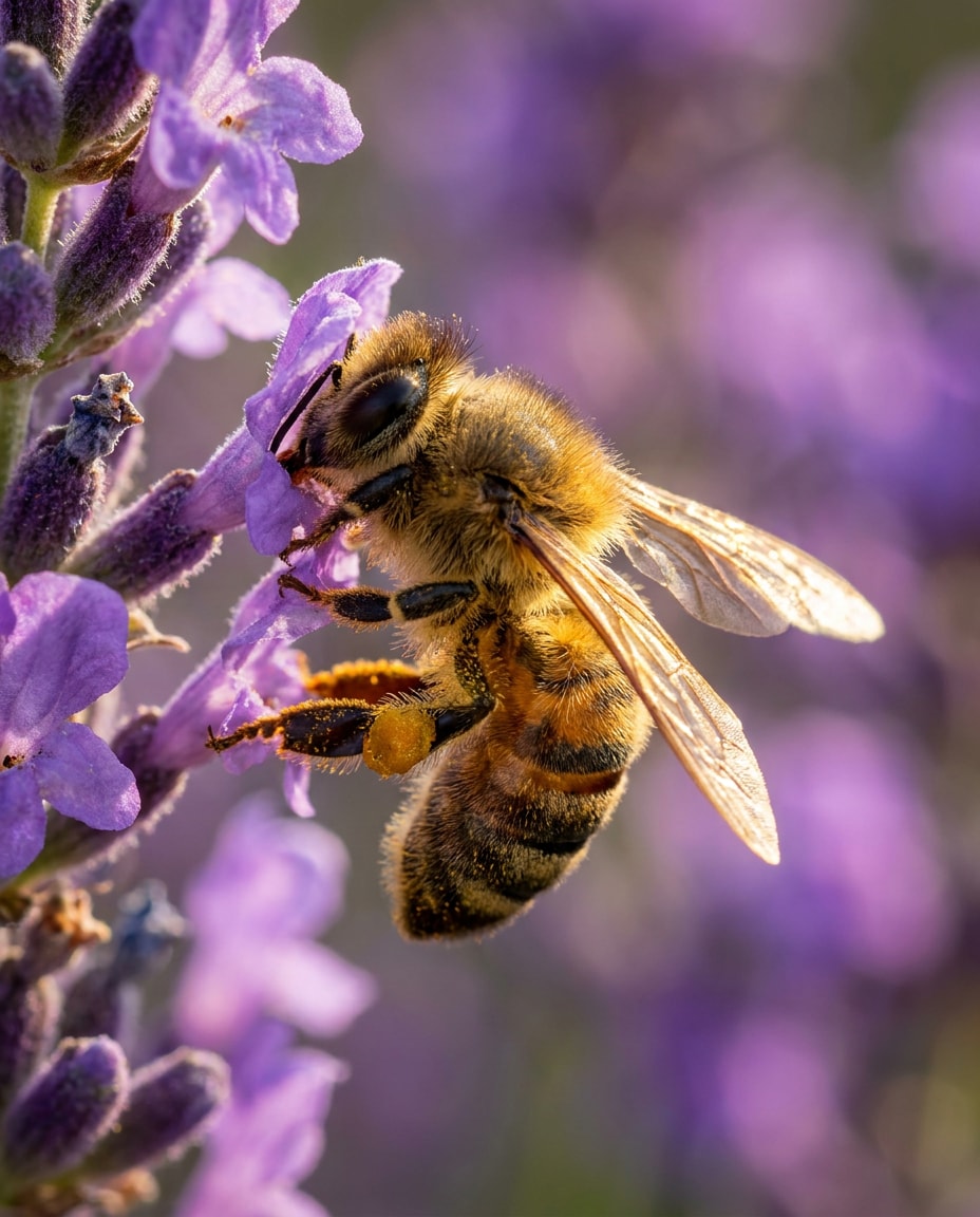 bee on lavender photo