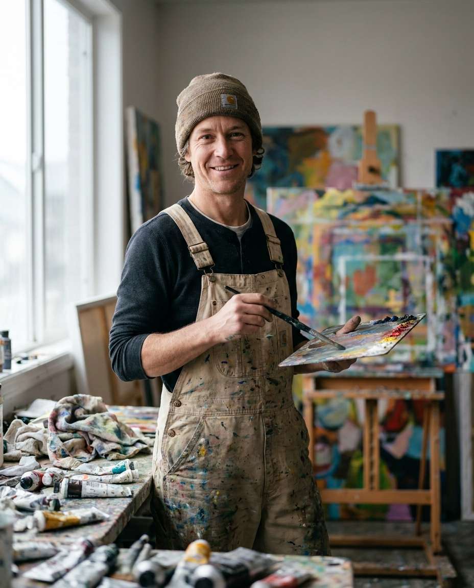 artist studio messy photo