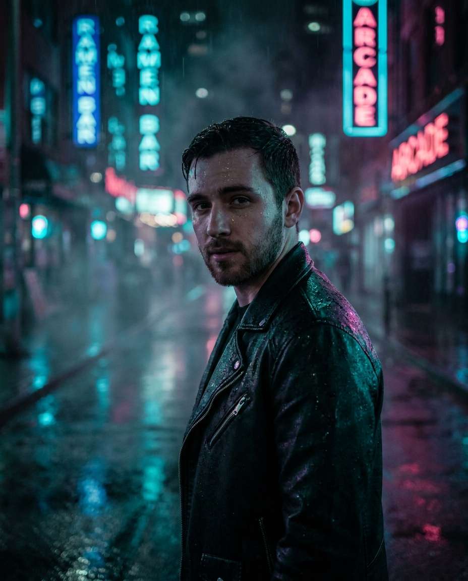 neon night street photo