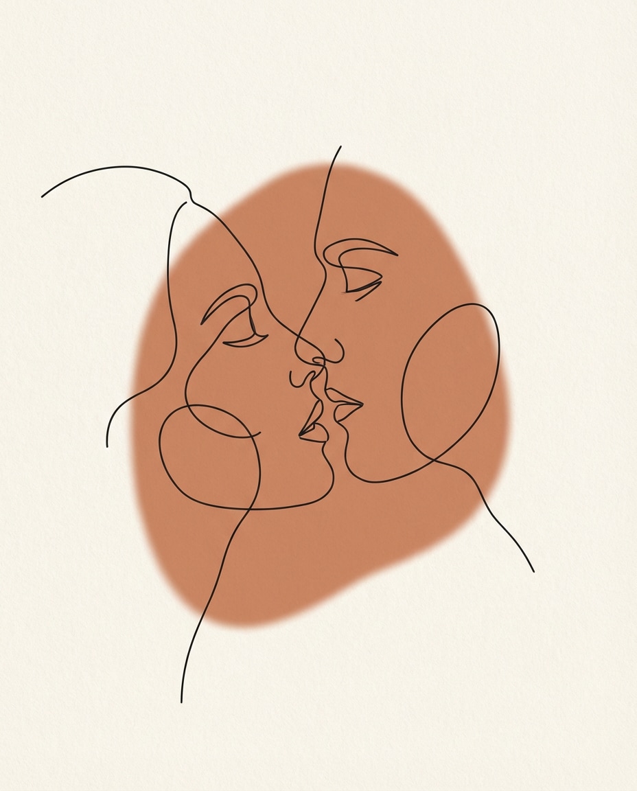 two faces abstract kiss photo