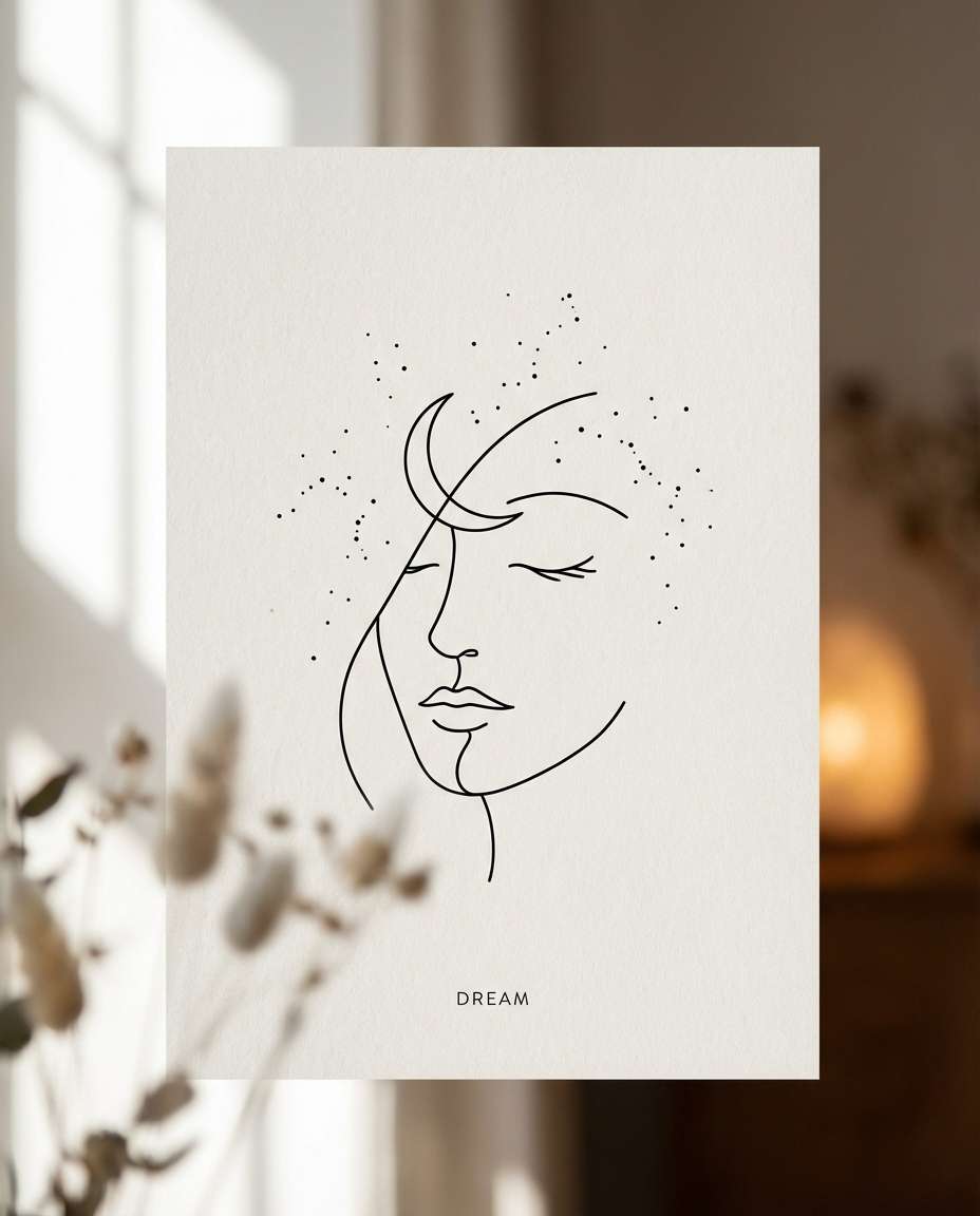 abstract face and moon photo