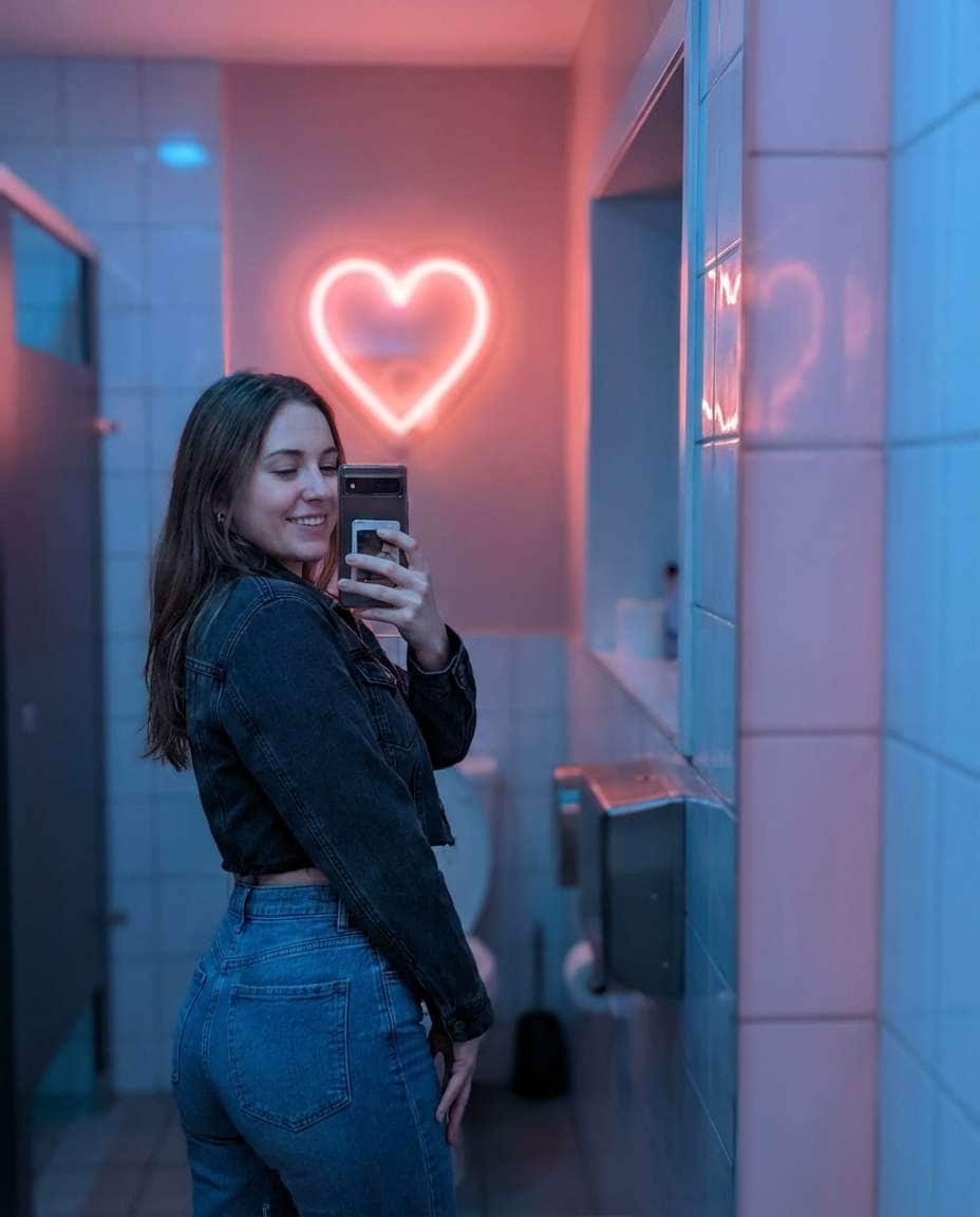 heart mirror selfie photo