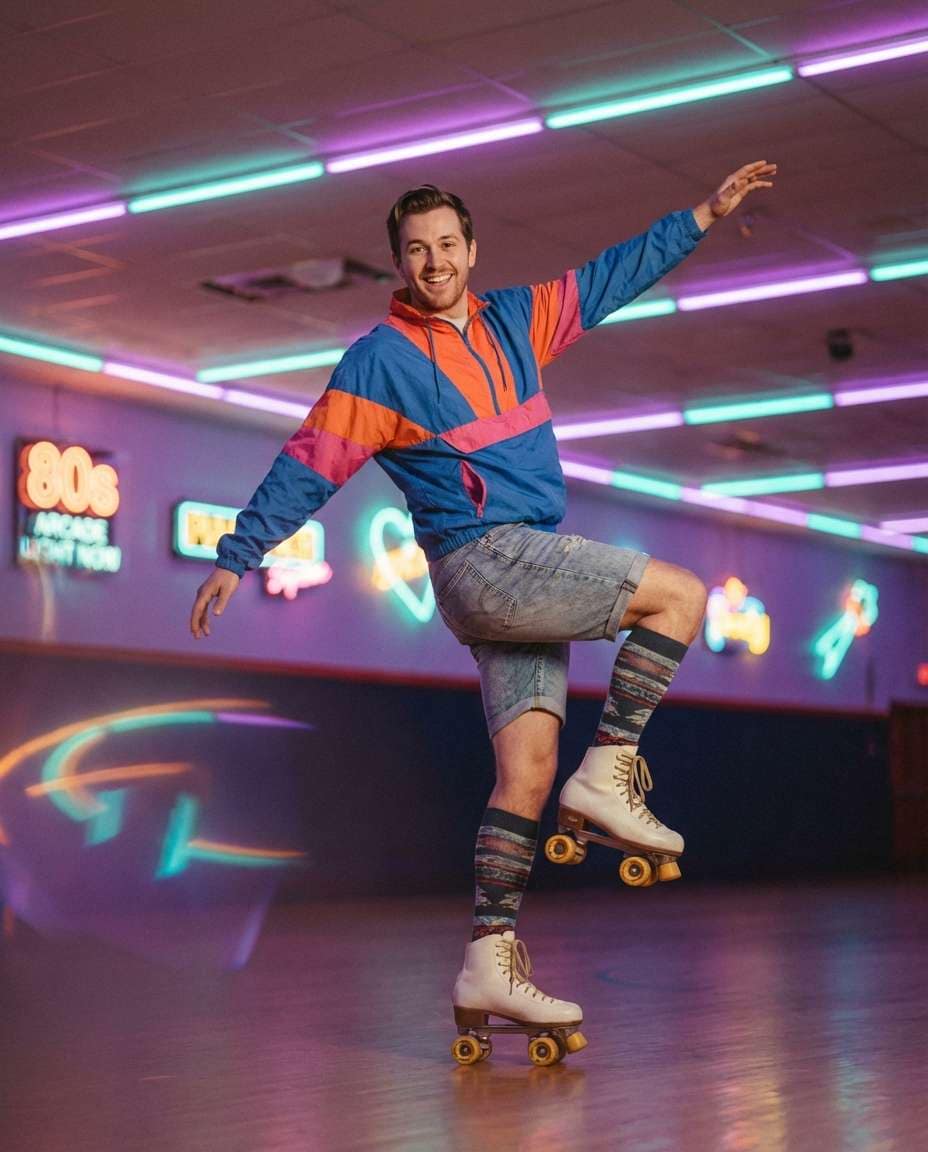 synthwave roller rink photo