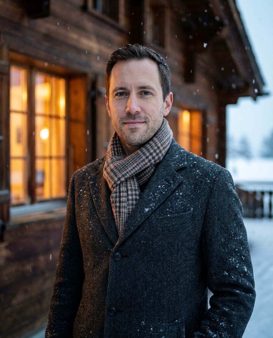 swiss chalet winter photo