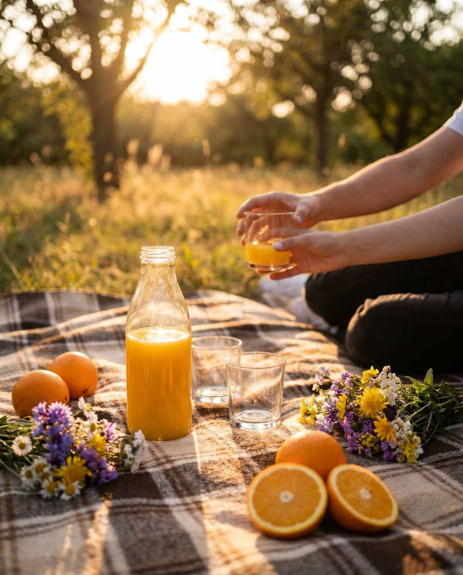 picnic sunlit blanket photo