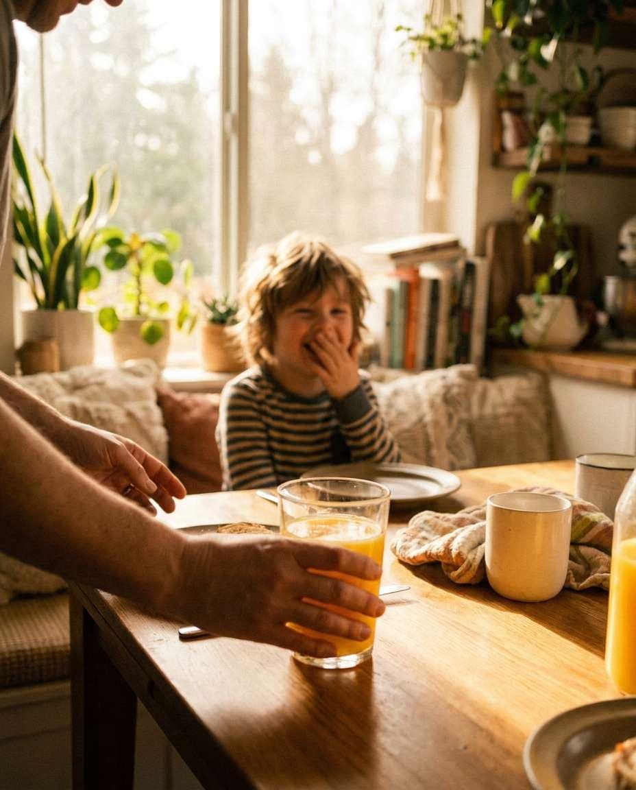 family breakfast moment photo