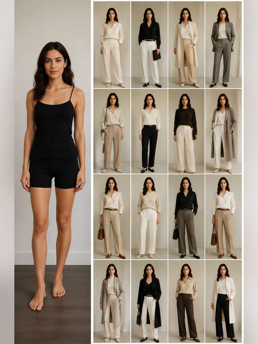 Quiet Luxury Outfit Comparison — illustrative image-to-image before and after