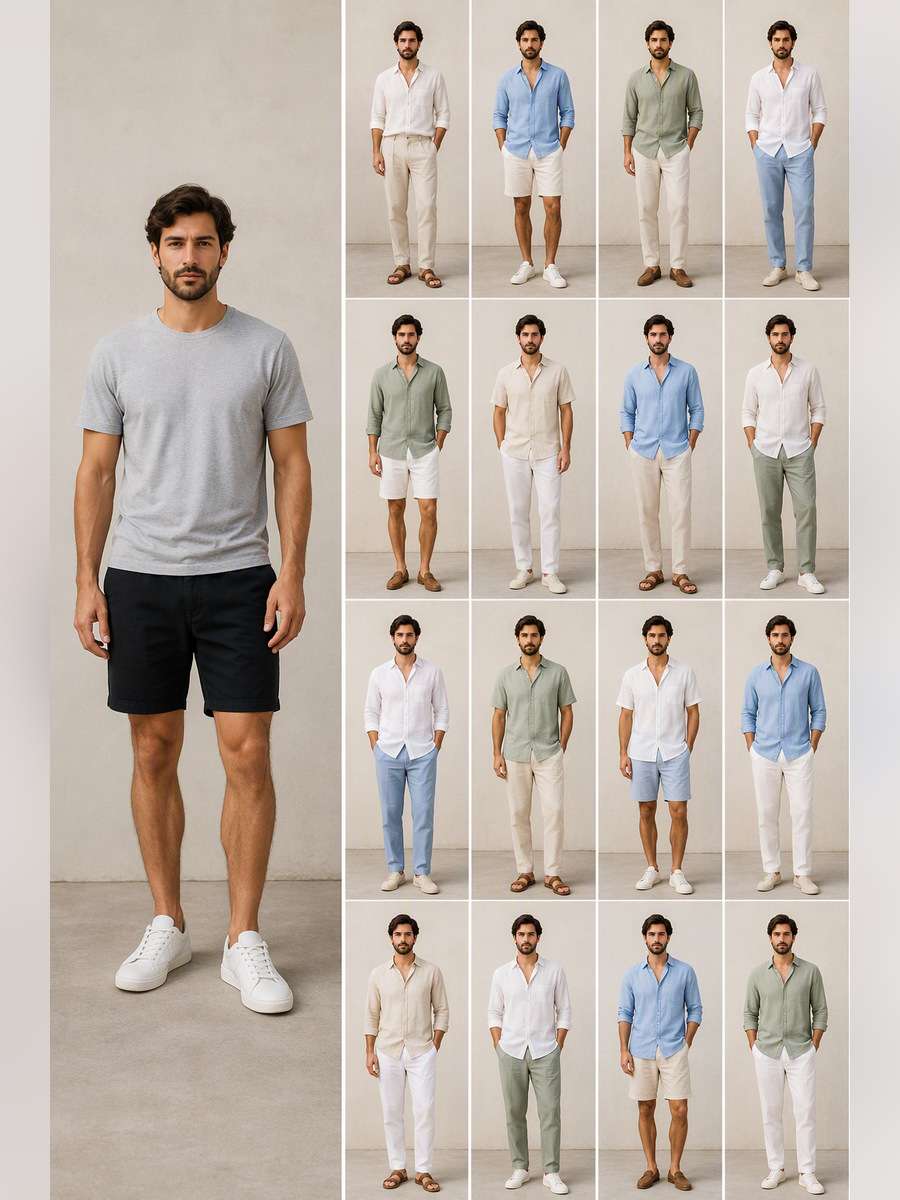 Summer Linen Coordination — illustrative image-to-image before and after