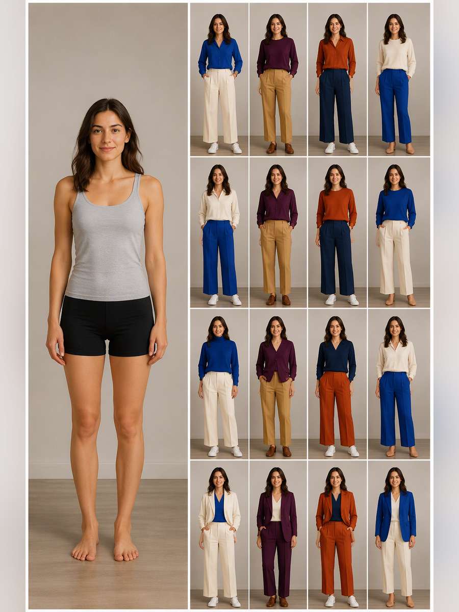 Color-Blocking Experiment — illustrative image-to-image before and after