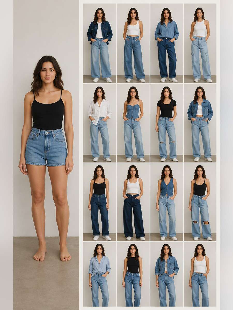 Denim Silhouette Laboratory — illustrative image-to-image before and after